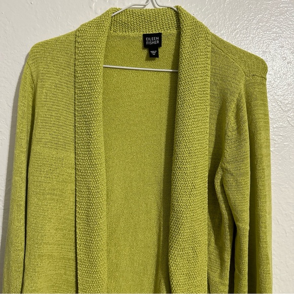 Eileen Fisher Cardigan (M) Green Open Knit Coastal Comfy Travel Casual Comfy - Picture 3 of 10